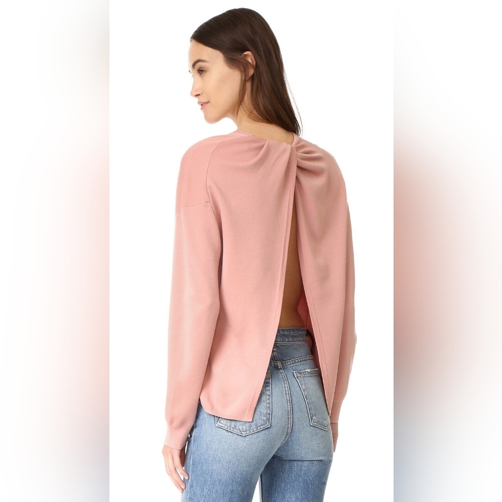 Theory Twylina Pink Merino Wool Open Back Sweater